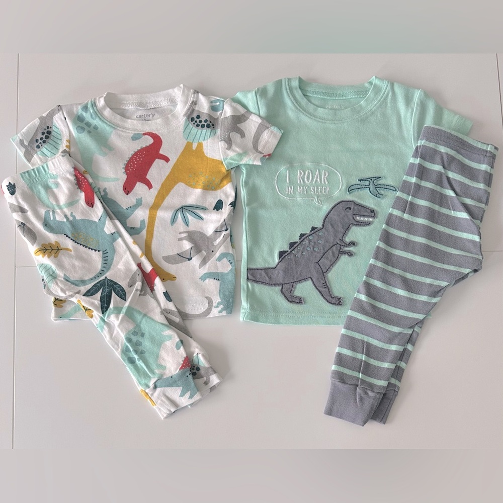 Carter's Kids Dinosaur Pajama Set - Green and Gray